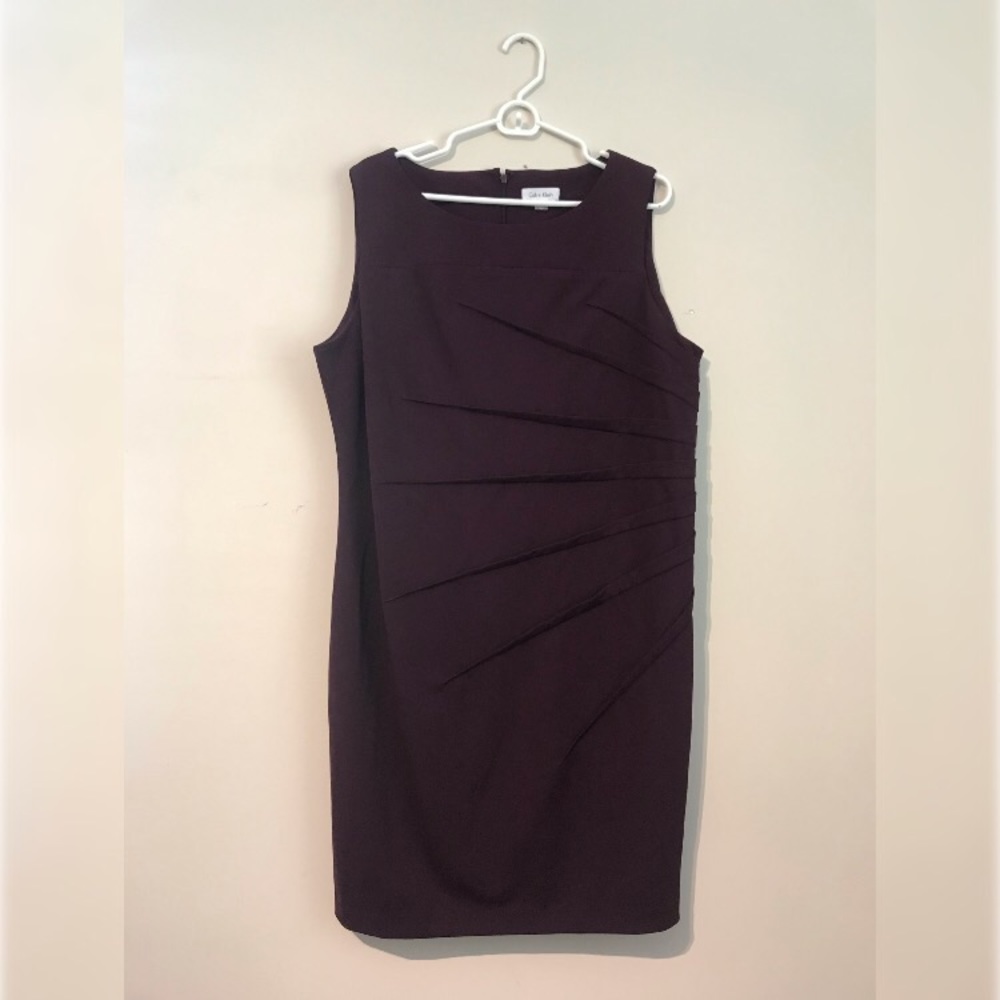 Calvin Klein 18W Dress Eggplant Sleeveless Pleated